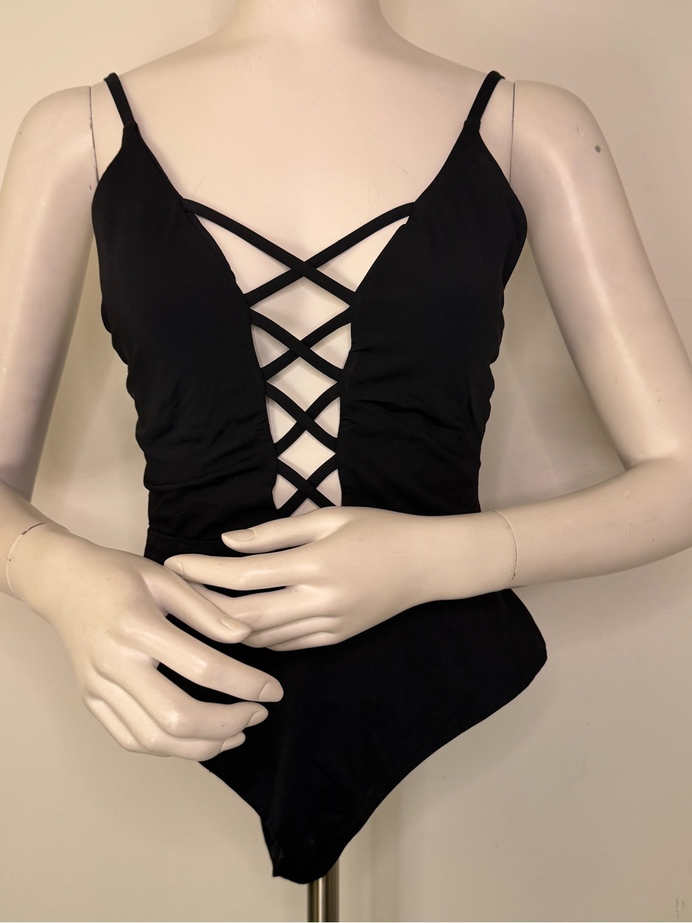 Crisscross Front Black swimsuit
